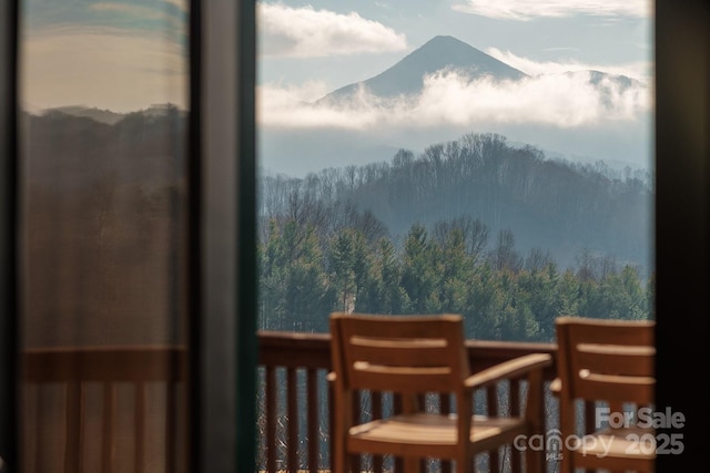 balcony with a mountain view