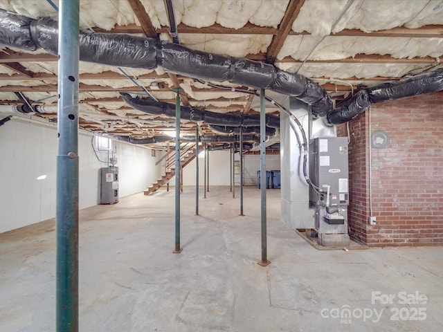 basement featuring electric water heater