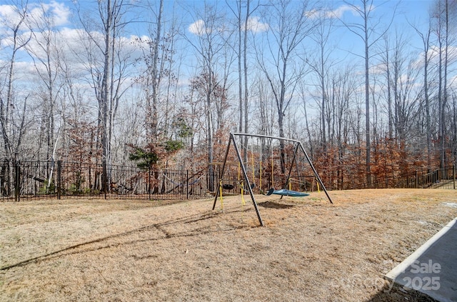 view of yard with a playground