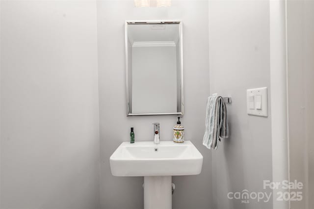 bathroom with crown molding