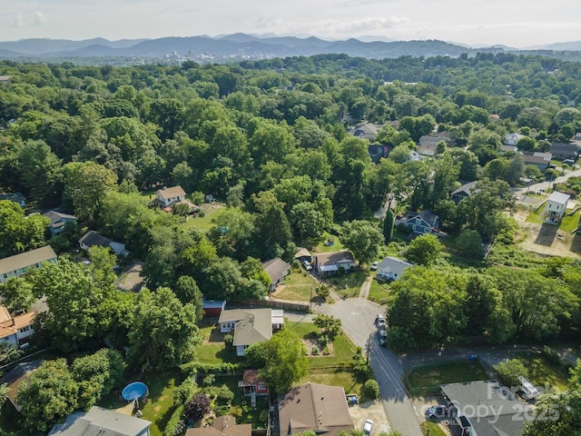 birds eye view of property with a mountain view