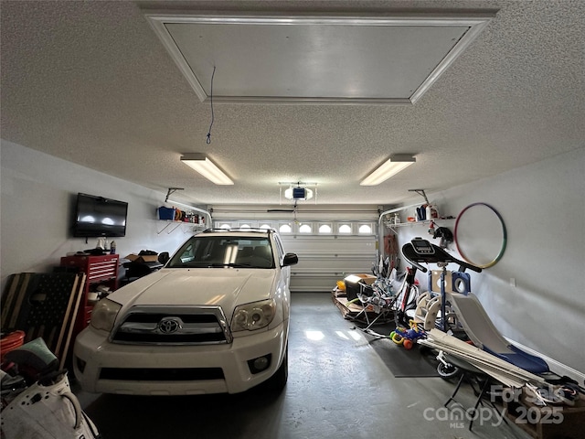 garage with a garage door opener