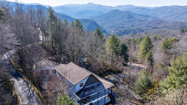 aerial view featuring a mountain view