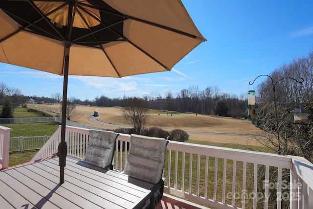 deck featuring a rural view