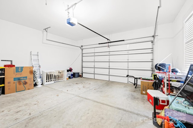 garage with a garage door opener