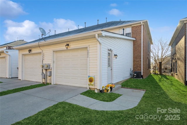 exterior space with a lawn and cooling unit