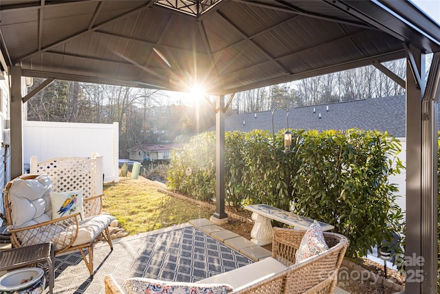 view of patio / terrace featuring a gazebo