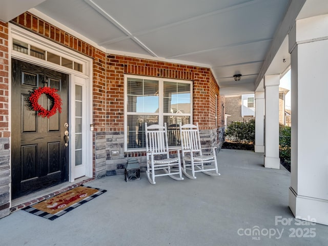 view of patio featuring covered porch