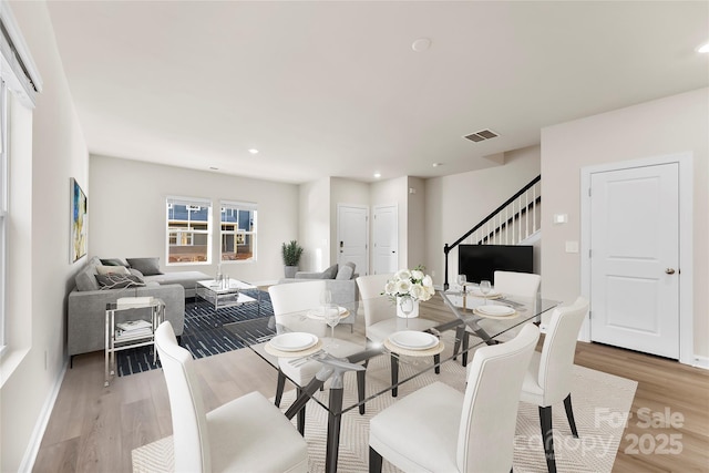 dining area featuring light hardwood / wood-style flooring