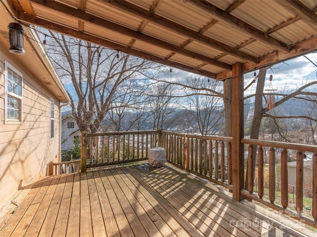 deck featuring a mountain view