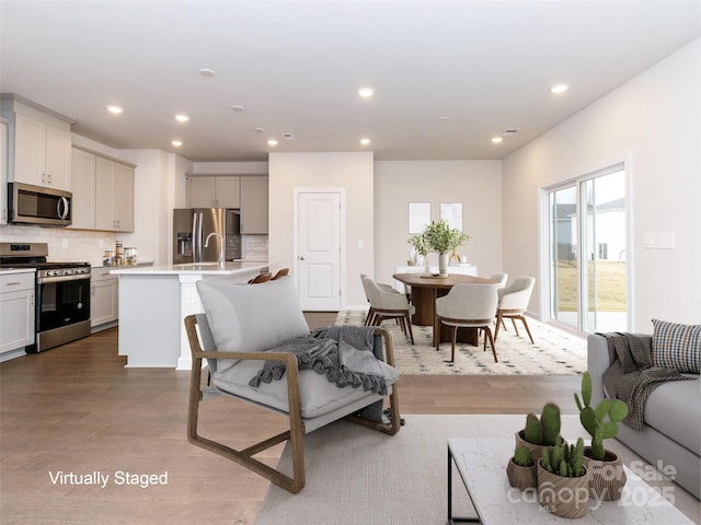 living room with wood-type flooring