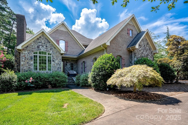 view of front of house with a front lawn