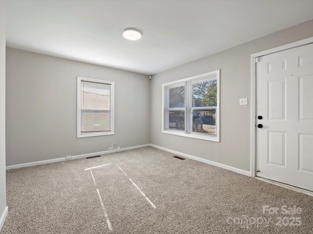 unfurnished room featuring carpet flooring and plenty of natural light