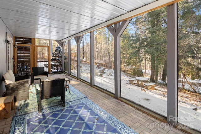 view of unfurnished sunroom