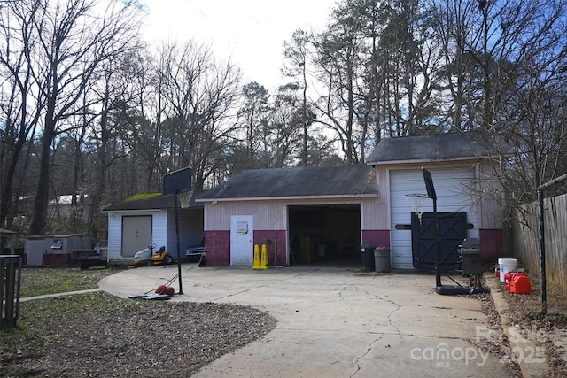 exterior space with a garage