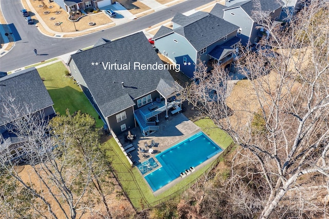 aerial view with a residential view