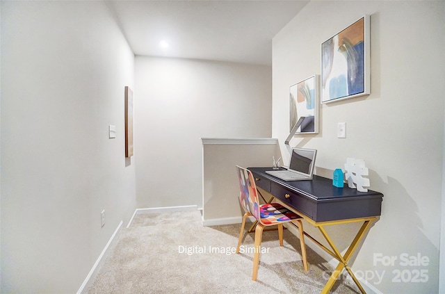 view of carpeted home office