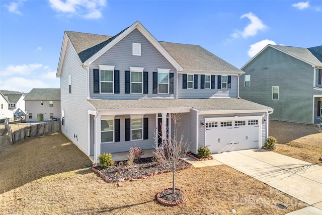 front facade with a garage