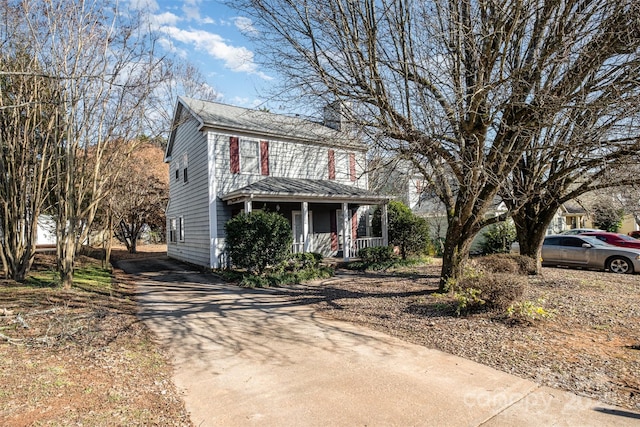 view of front property with covered porch