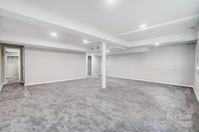 basement featuring carpet