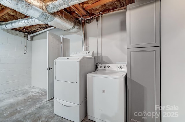 laundry room featuring cabinets and washing machine and dryer