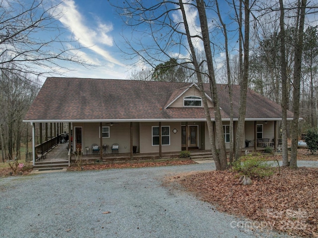 view of front of home featuring covered porch