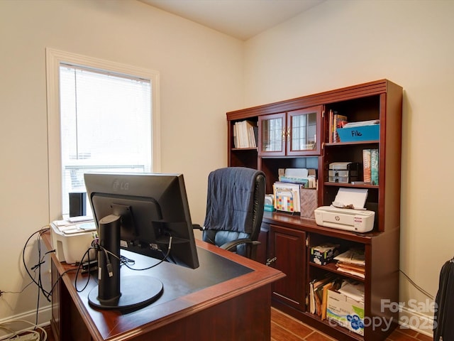 office featuring dark wood-type flooring