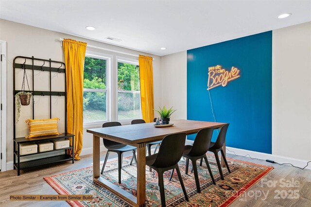 474 Hague Dr, Columbus, NC 28722 - dining room featuring baseboards, light wood finished floors, and recessed lighting