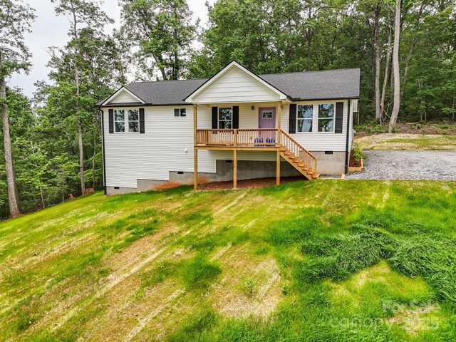 474 Hague Dr, Columbus, NC 28722 - back of house featuring crawl space, a yard, and stairway