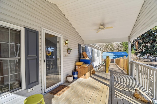 deck featuring ceiling fan