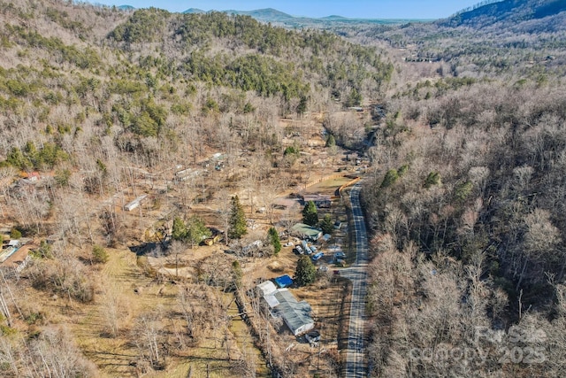 drone / aerial view with a mountain view