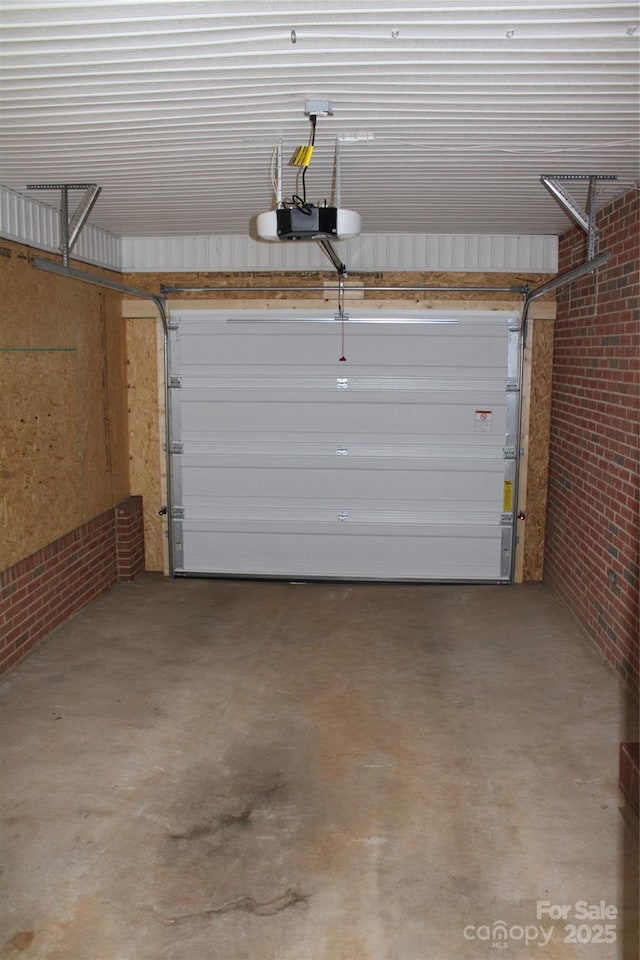 garage with a garage door opener