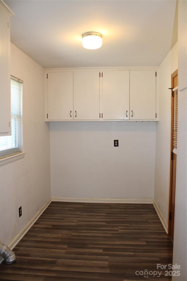 laundry area featuring dark hardwood / wood-style flooring