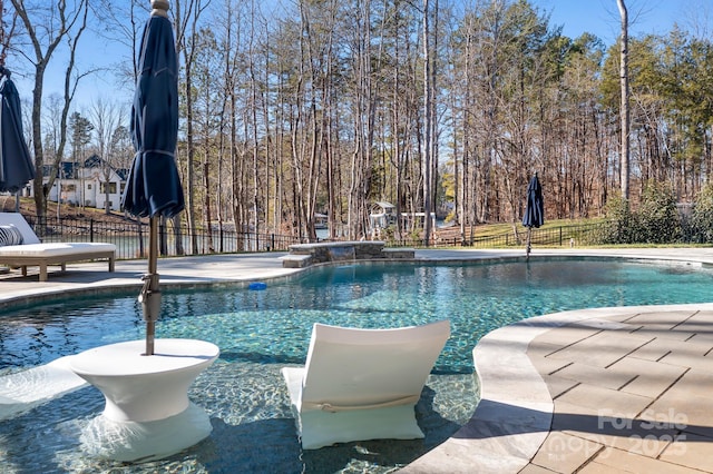 view of pool featuring a patio