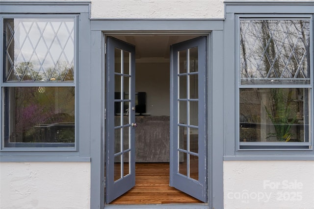 property entrance with french doors