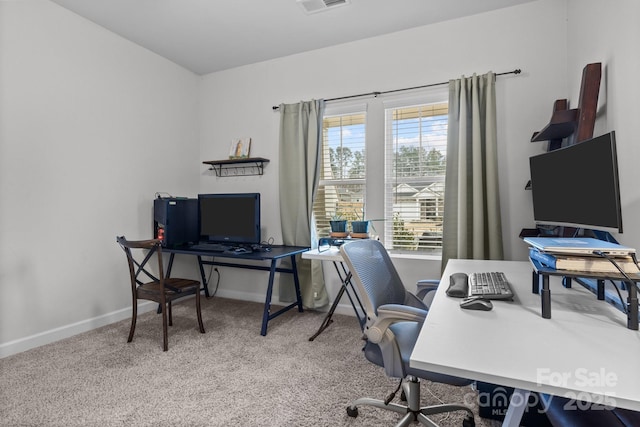 view of carpeted office space