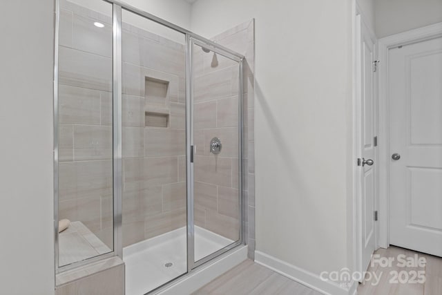 bathroom featuring walk in shower