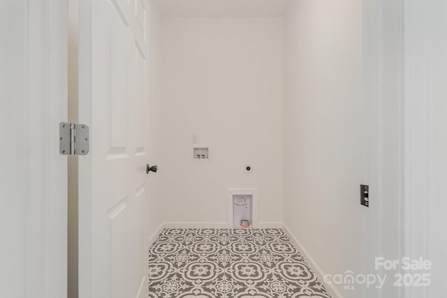 clothes washing area featuring washer hookup, tile patterned floors, and electric dryer hookup