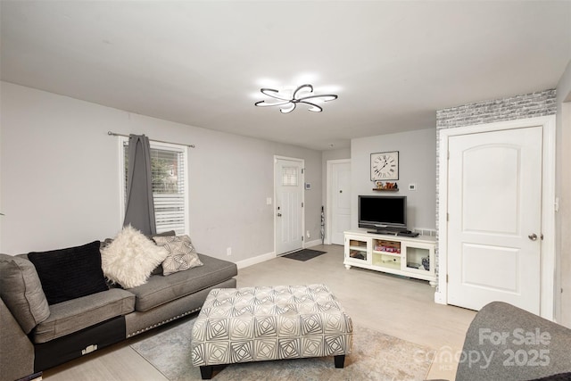 living room with light carpet