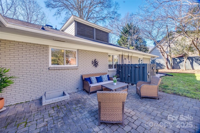 view of patio / terrace featuring an outdoor hangout area