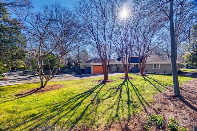 view of yard featuring a garage