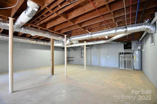 basement featuring water heater