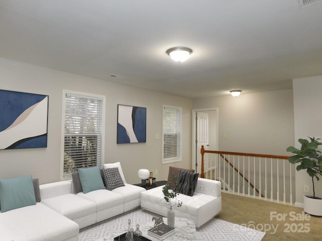 living room with carpet floors