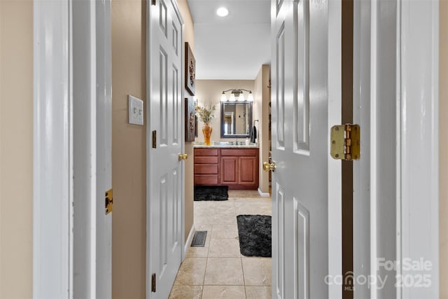 124 Muirfield Dr, Kings Mountain, NC 28086 - hallway with light tile patterned floors, baseboards, and recessed lighting