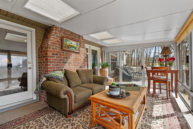124 Muirfield Dr, Kings Mountain, NC 28086 - sunroom featuring an outdoor living space and brick wall