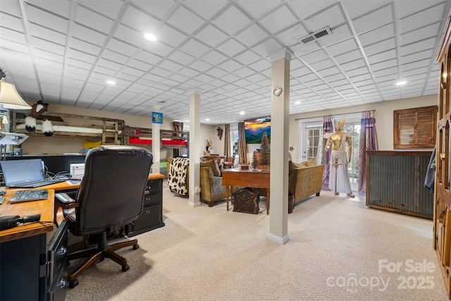 124 Muirfield Dr, Kings Mountain, NC 28086 - office area with light carpet, baseboards, and recessed lighting