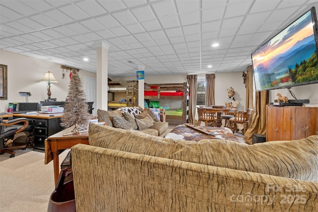 124 Muirfield Dr, Kings Mountain, NC 28086 - living room with an office area, recessed lighting, and carpet flooring