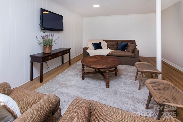 living room featuring light wood-type flooring