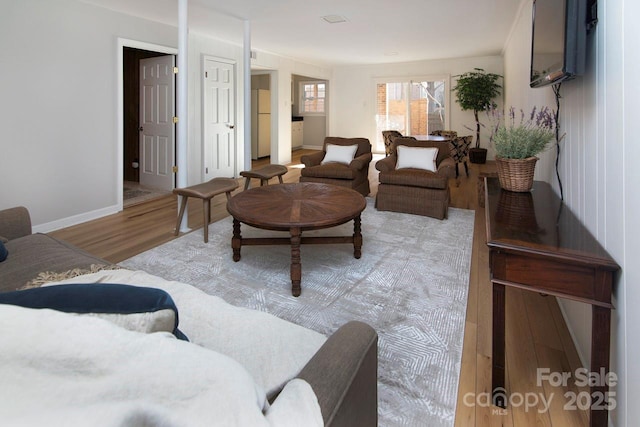 living room featuring light hardwood / wood-style floors