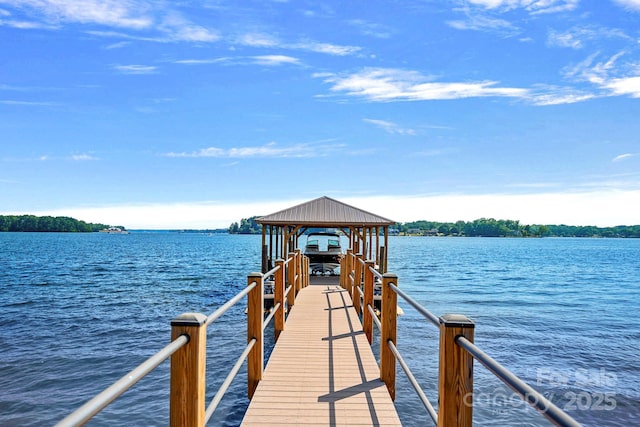 dock area featuring a water view